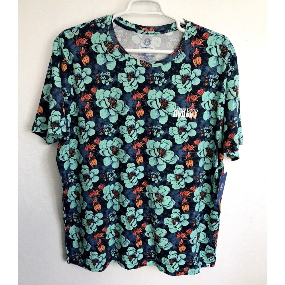 Hurley Surf Co. Mens T-Shirt Tropical Floral Graphic KIRRA Short Sleeve Blue XXL